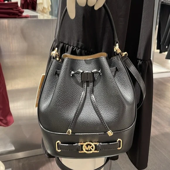 MICHAEL KORS 
Reed Medium Pebbled Leather Bucket Bag Satchel Crossbody Handbag - Picture 6 of 16